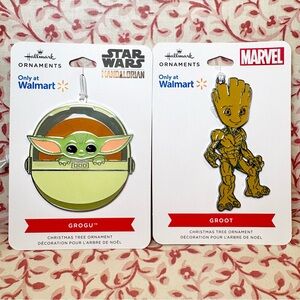 Hallmark Grogu and Groot Enamel Metal Ornaments